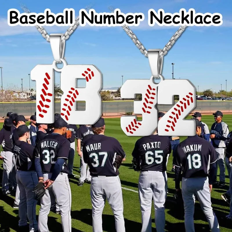 Stainless Steel Baseball Number Necklace