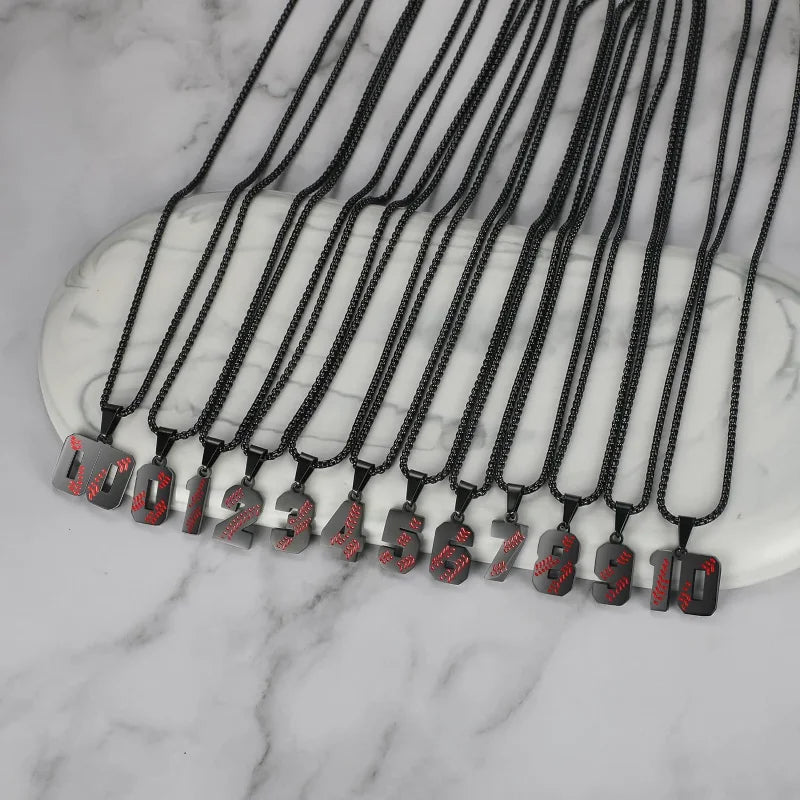 Stainless Steel Baseball Number Necklace