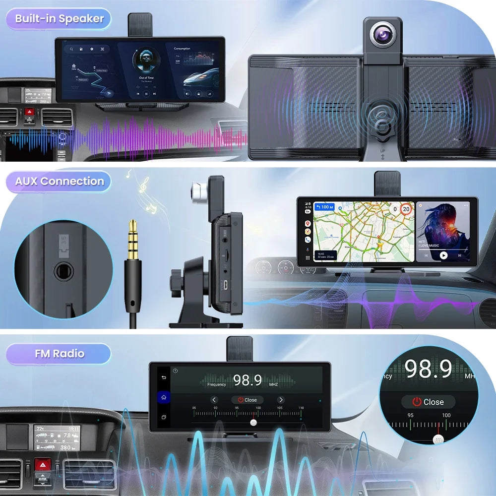 10.26" Car Intelligent Screen with 4K 360° Rotation Dash Cam