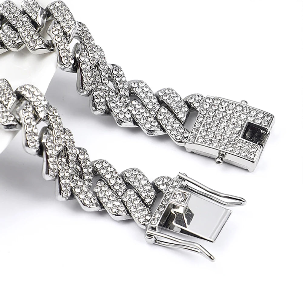 Stainless Steel 15MM Silver Cuban Link Chain Necklace