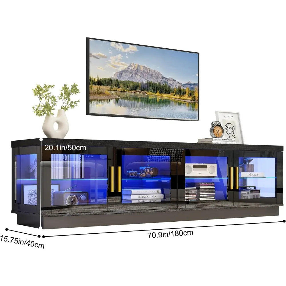 70" Glossy Modern Wooden Farmhouse LED Entertainment Center for 65"-85" TV