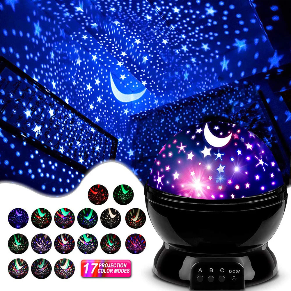 Rotating Star Sky Moon LED Lights Projector Night Light Lamp
