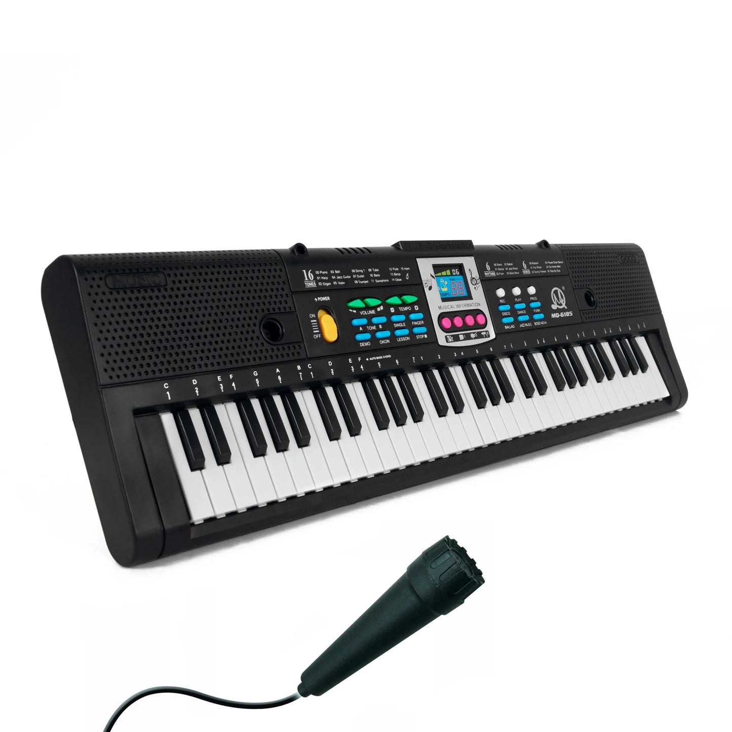 61 Key Electronic Keyboard with Microphone & Digital Screen