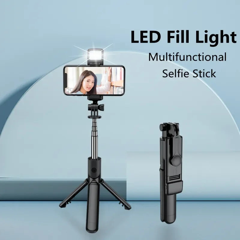 Selfie Stick Bluetooth Selfie Stick Foldable Tripod with Remote Control (Fill Light Shutter)