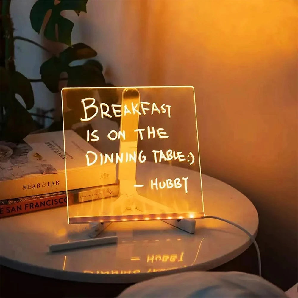 LED Acrylic Dry Erase Board With 7 Colorful Pens