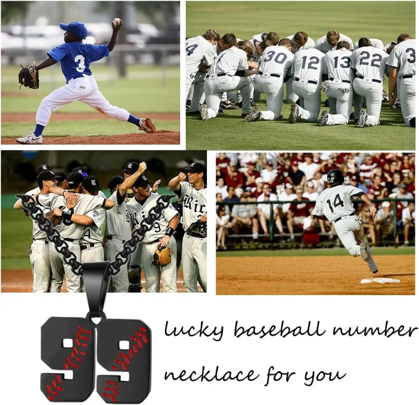Stainless Steel Baseball Number Necklace