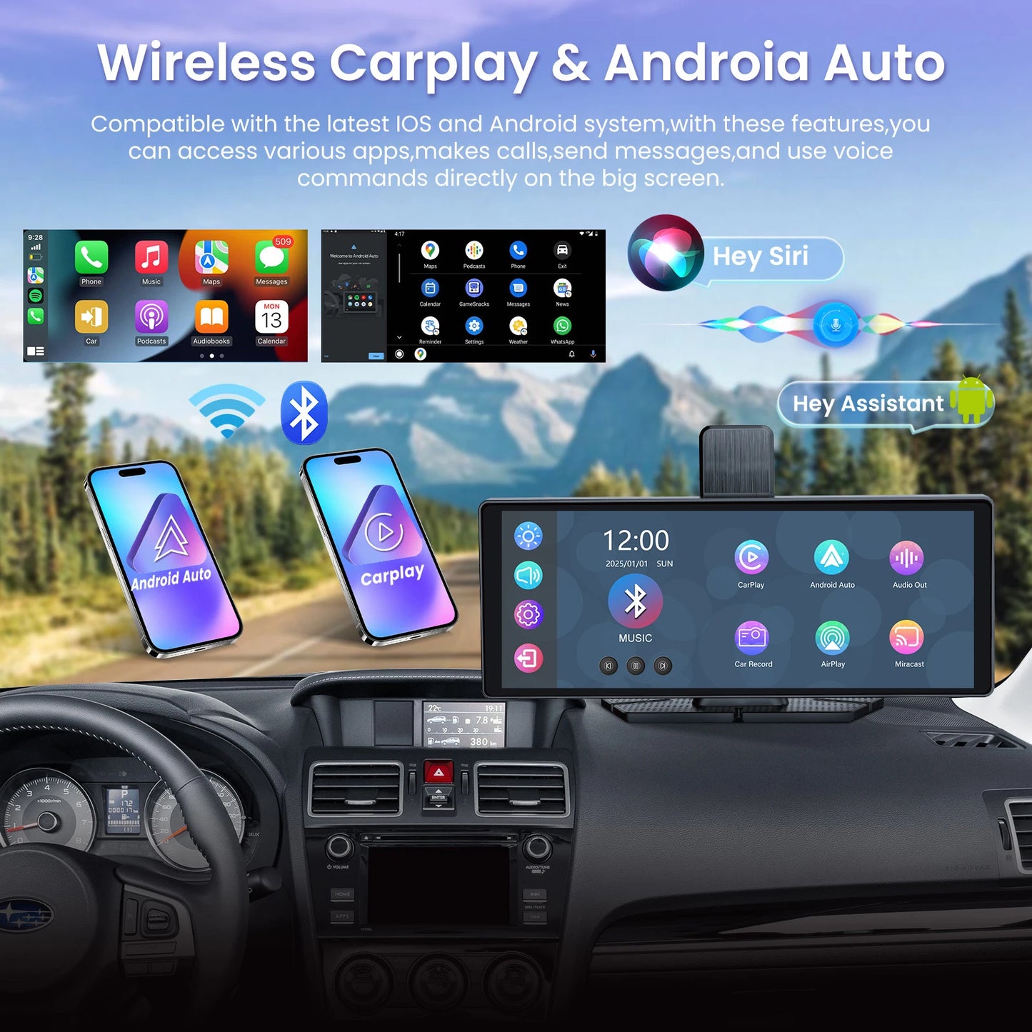 10.26" Car Intelligent Screen with 4K 360° Rotation Dash Cam