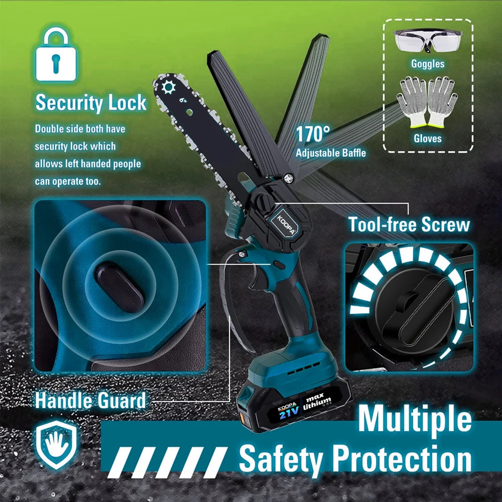 6"/8" Powerful Cordless Mini Chainsaw with Battery