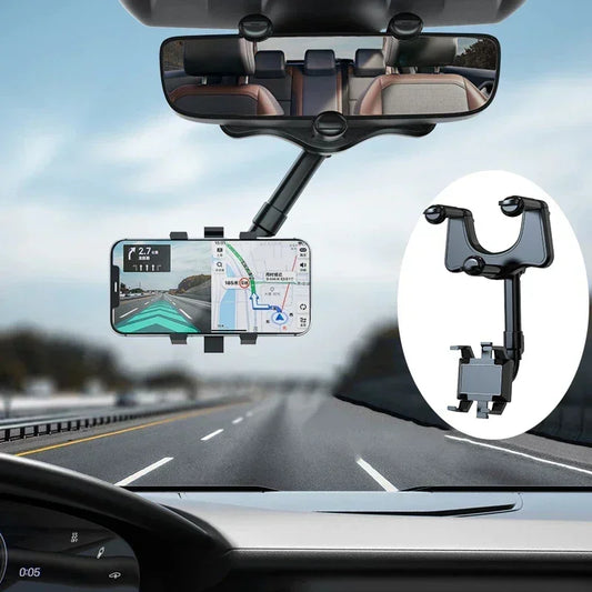 360° Rotation Rearview Mirror Mount Phone Holder