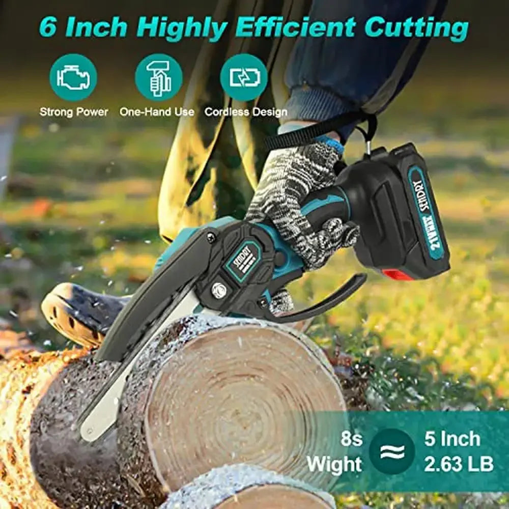 6" Powerful Cordless Mini Chainsaw with Battery