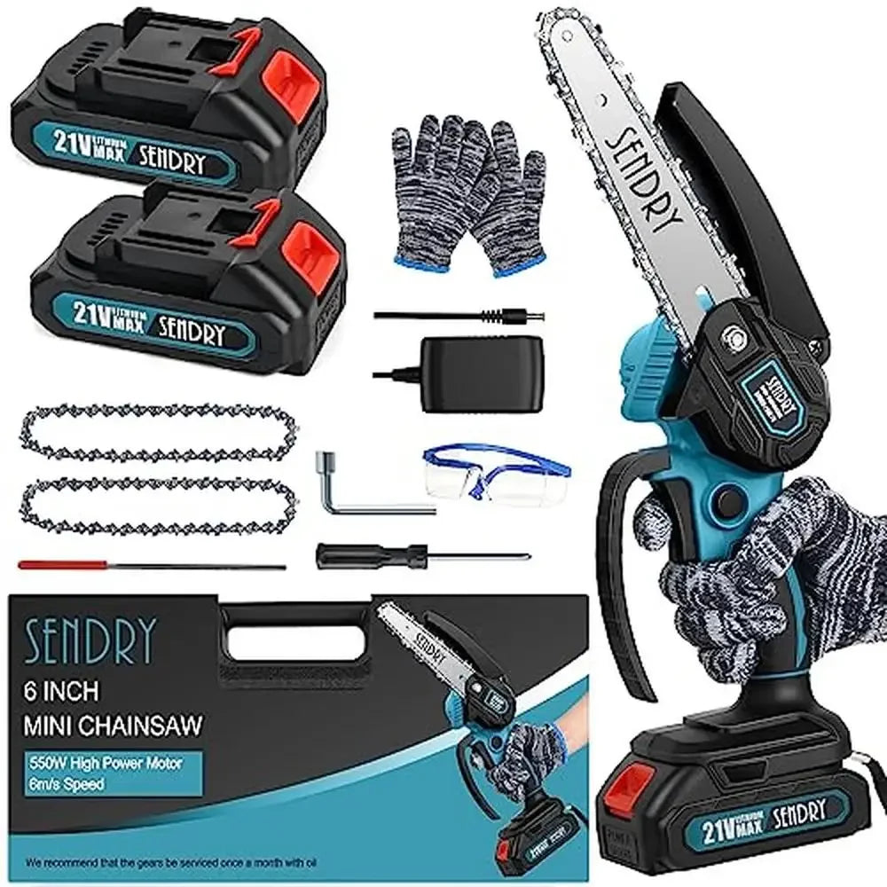 6" Powerful Cordless Mini Chainsaw with Battery