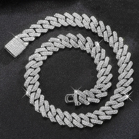 Stainless Steel 15MM Silver Cuban Link Chain Necklace