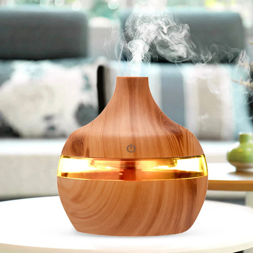 Wood Grain Aroma Essential Oil Diffuser Air Humidifier