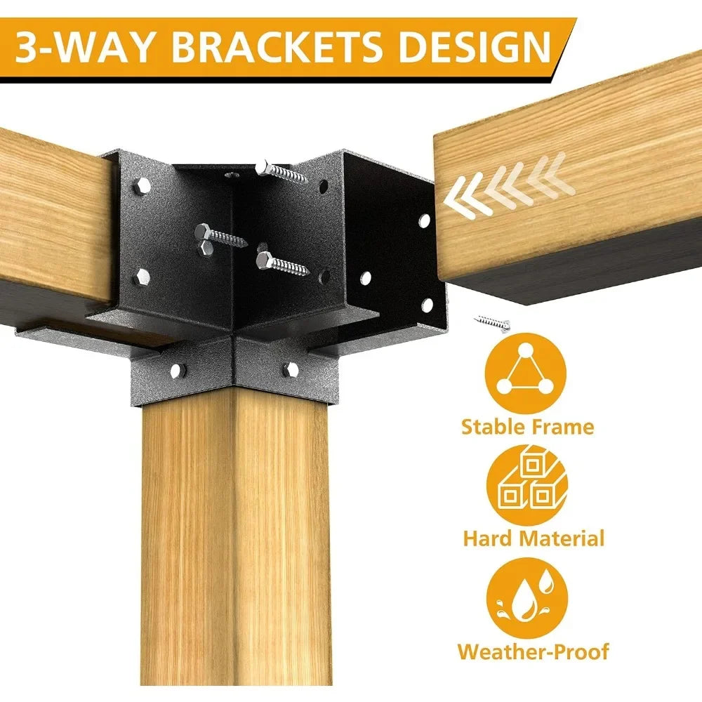 4x4 Carbon Steel Pergola Corner Brackets Kit (4pcs)