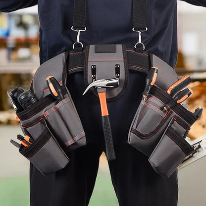 Heavy Duty Construction Suspender Tool Belt with Pouches