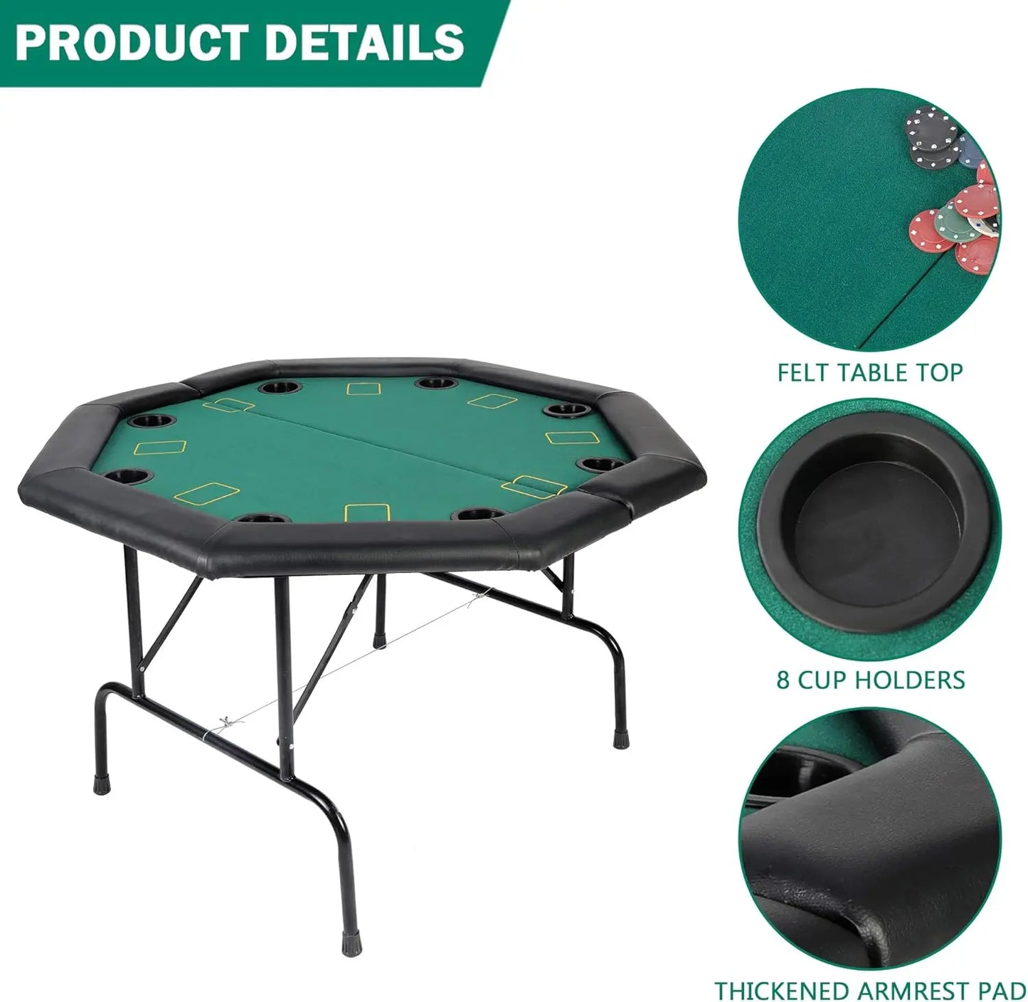 Folding Poker Table for 8 Players