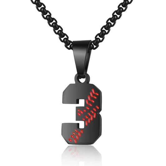 Stainless Steel Baseball Number Necklace