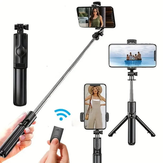 Selfie Stick Bluetooth Selfie Stick Foldable Tripod with Remote Control (Fill Light Shutter)