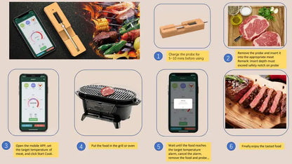 Smart BBQ Bluetooth Cooking Thermometer Long Range