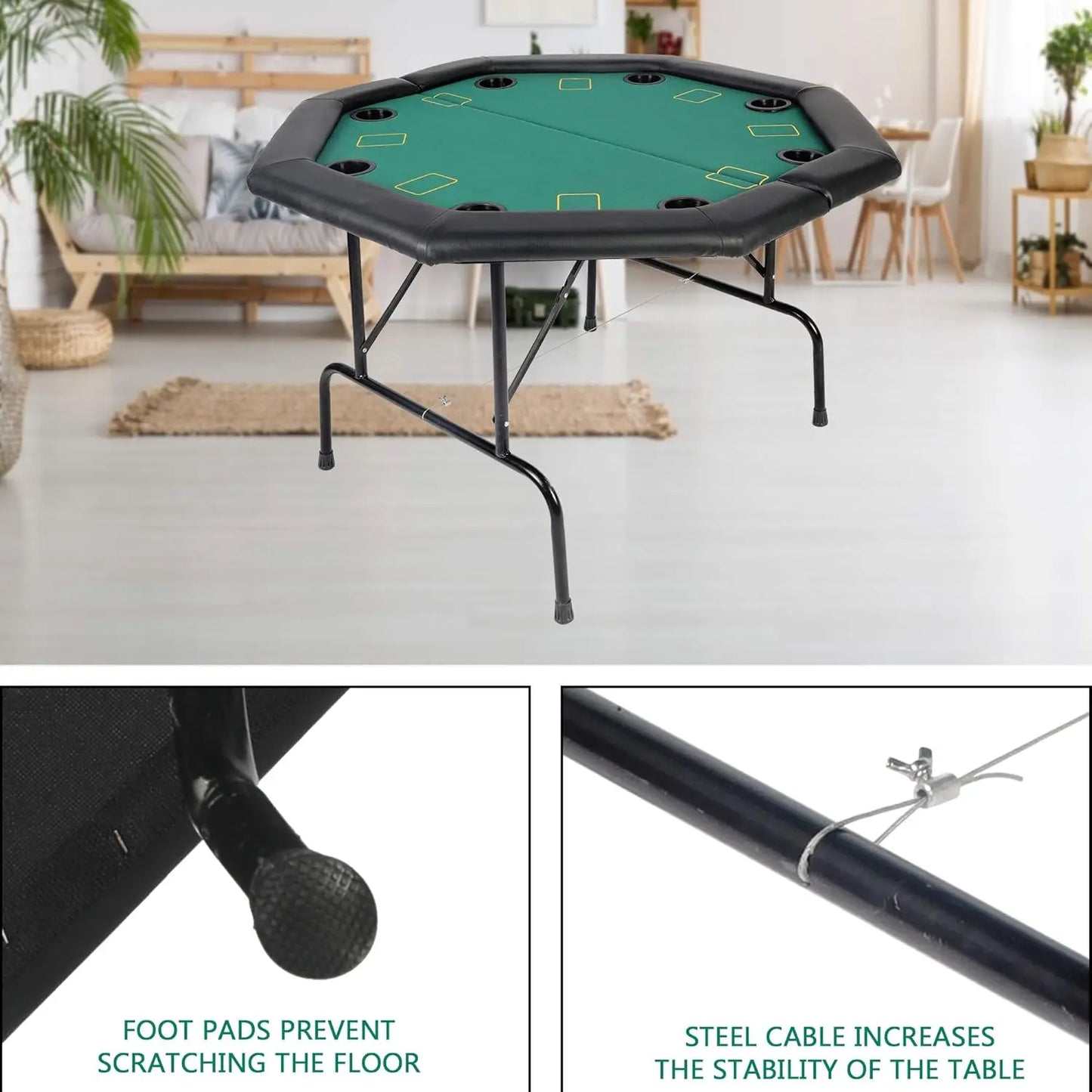 Folding Poker Table for 8 Players