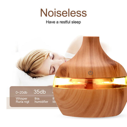 Wood Grain Aroma Essential Oil Diffuser Air Humidifier