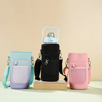 64 OZ Insulated Sport Water Bottle Holder With Shoulder Strap & Phone Pocket