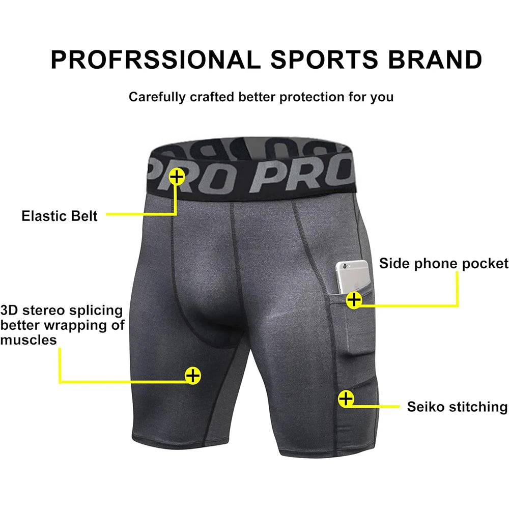 Men's Compression Gym Shorts with Pocket