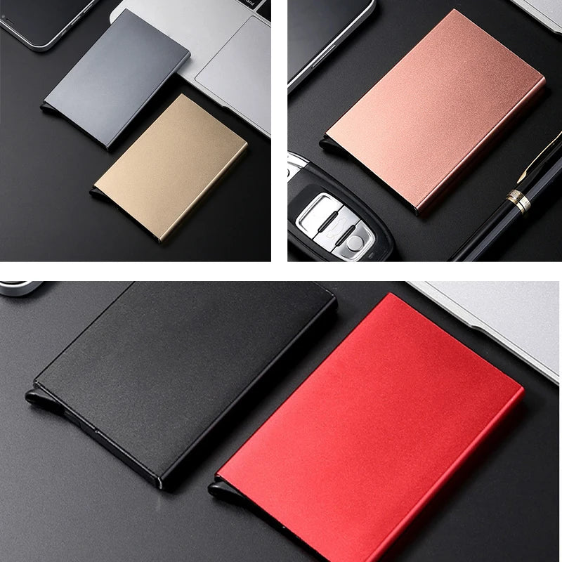 RFID Blocking Minimalist Slim Metal Case Pop Up Wallet