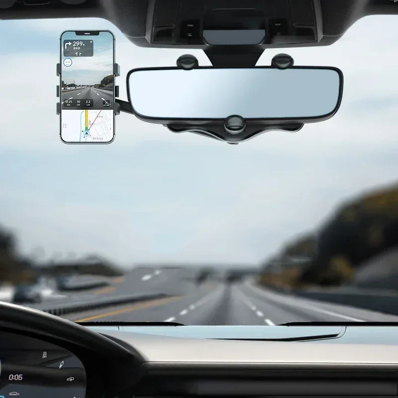 360° Rotation Rearview Mirror Mount Phone Holder