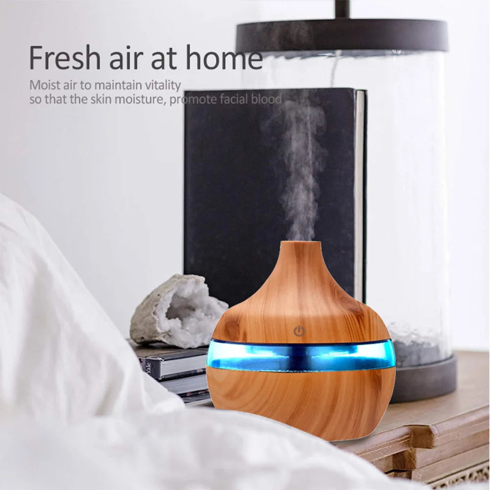 Wood Grain Aroma Essential Oil Diffuser Air Humidifier