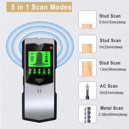 5 In 1 Wall Scanner Metal/Stud/Wire Detector with Positioning Hole