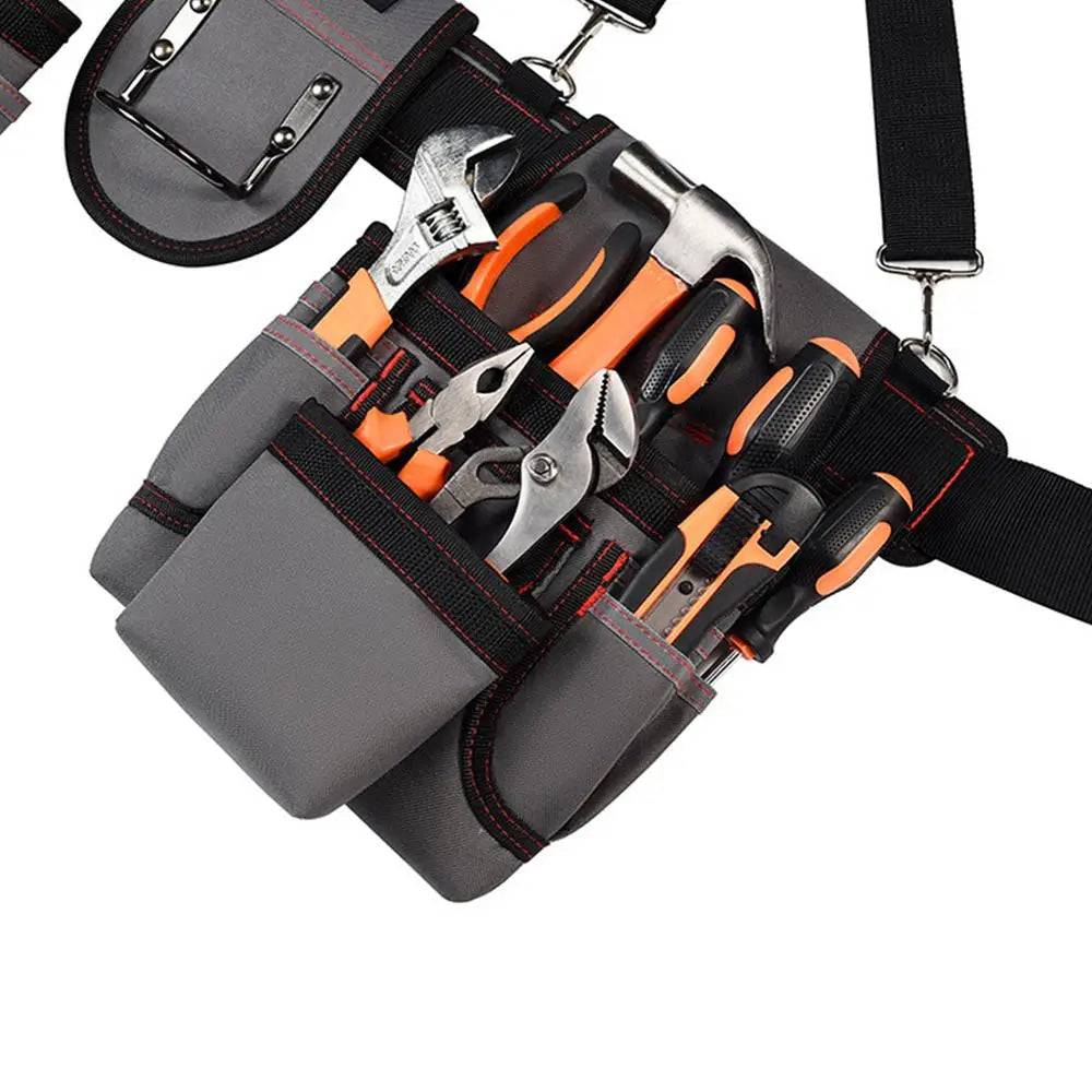 Heavy Duty Construction Suspender Tool Belt with Pouches