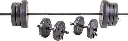 105 lb Duracast Barbell Weight Set with two dumbbells and 6ft bar