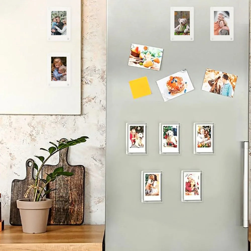 Clear Frame Acrylic Magnetic Double Sided Picture Frame For Fridge