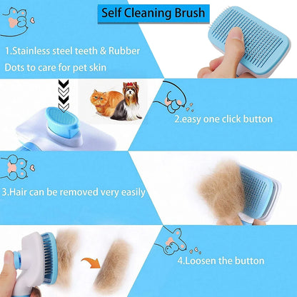 Dog Hair Remover Grooming Brush with Hair Removal Button